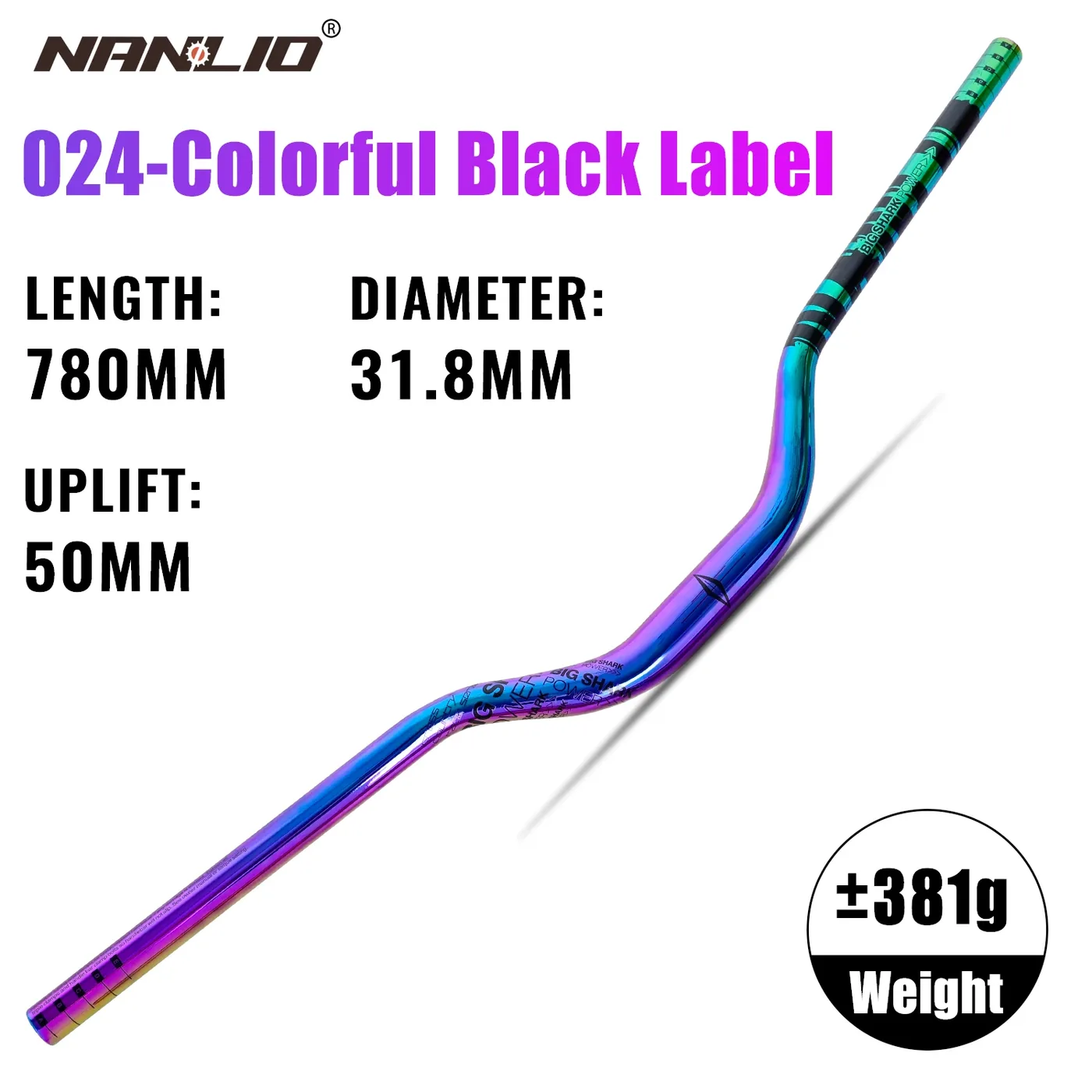 Manillar NANLIO tornasol 024 negro, alza 50 mm