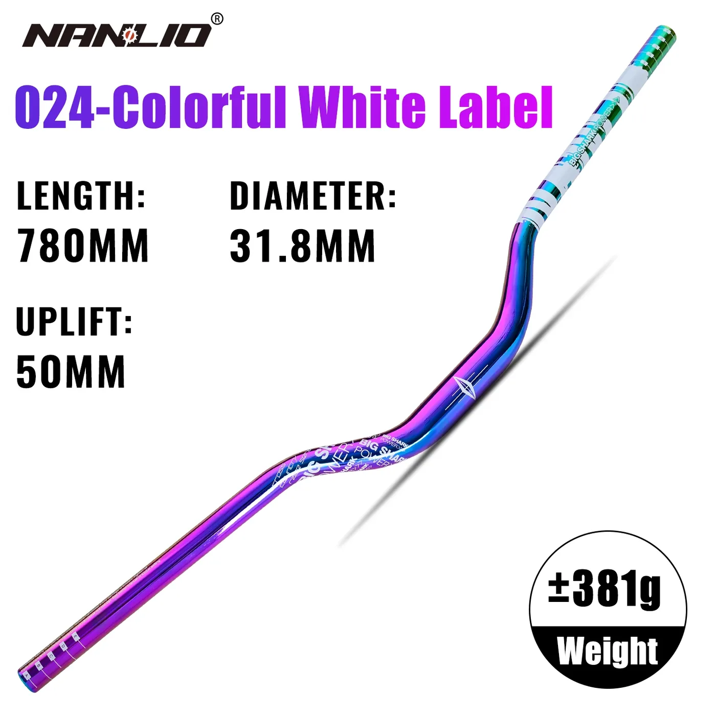 Manillar NANLIO tornasol 024 blanco, alza 50 mm