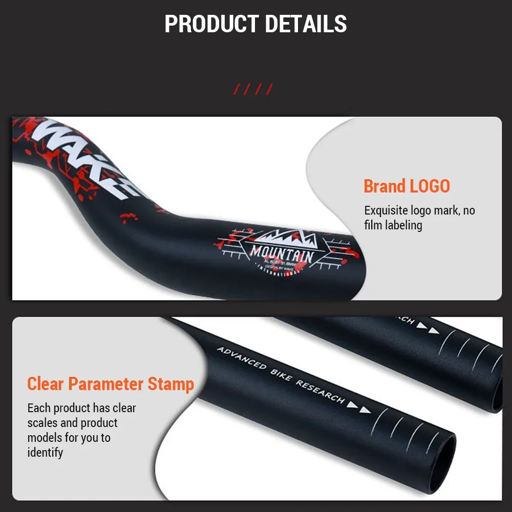 Manillar WAKE Downhill – detalle del logo y del grabado