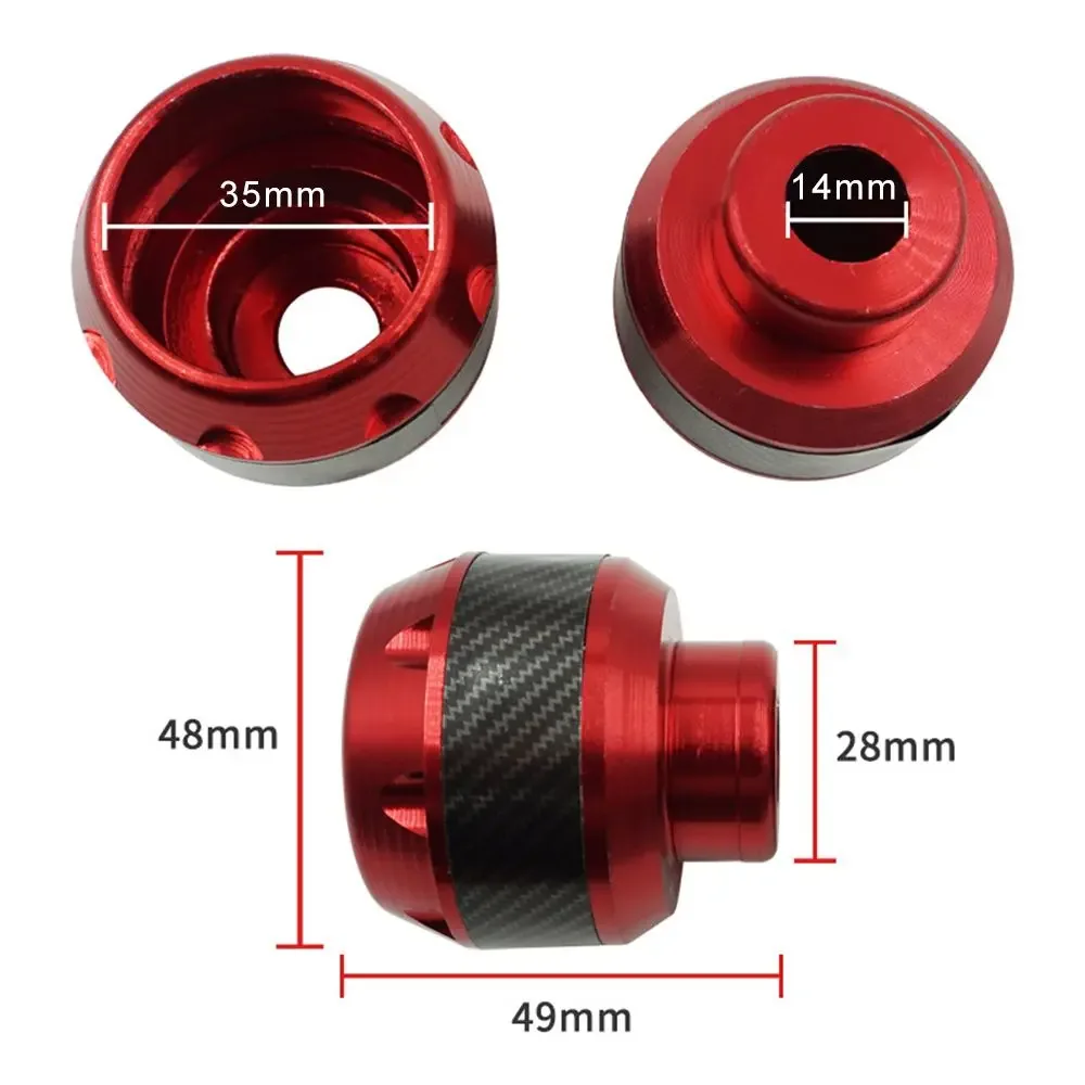 Protectores anticaídas – medidas: 48 mm de alto, 49 mm de ancho, 35 mm de diámetro interior y taladro de 14 mm
