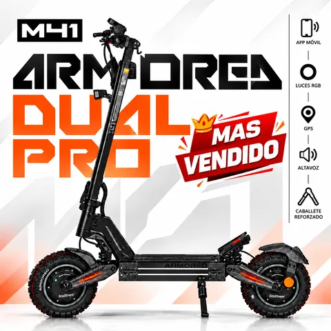Ecoxtrem M41 Armored Dual Pro, el más vendido — app móvil, luces RGB, GPS, altavoz y caballete reforzado