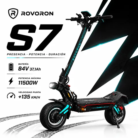 ROVORON S7 — 84V 37,1Ah, 11.500 W de potencia máxima y más de 135 km/h